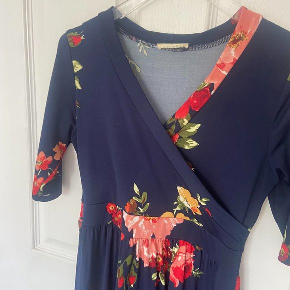 Flamingo Urban Navy Floral Surplice Maxi Dress - Picture 2 of 5